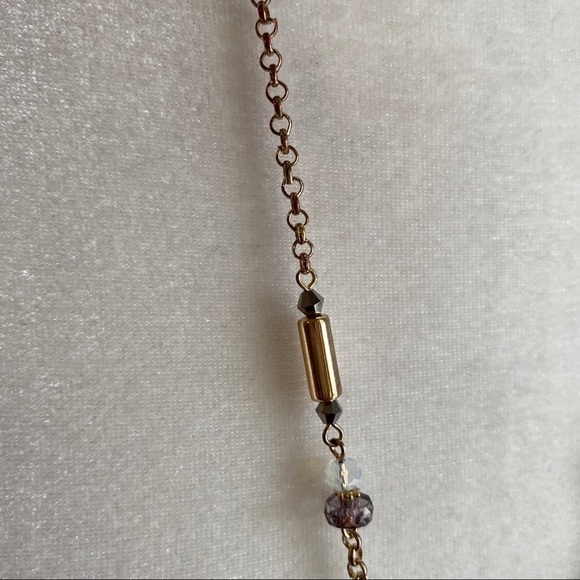 Long Tassel Necklace Faceted Beads Pearls Gold - Picture 4 of 10